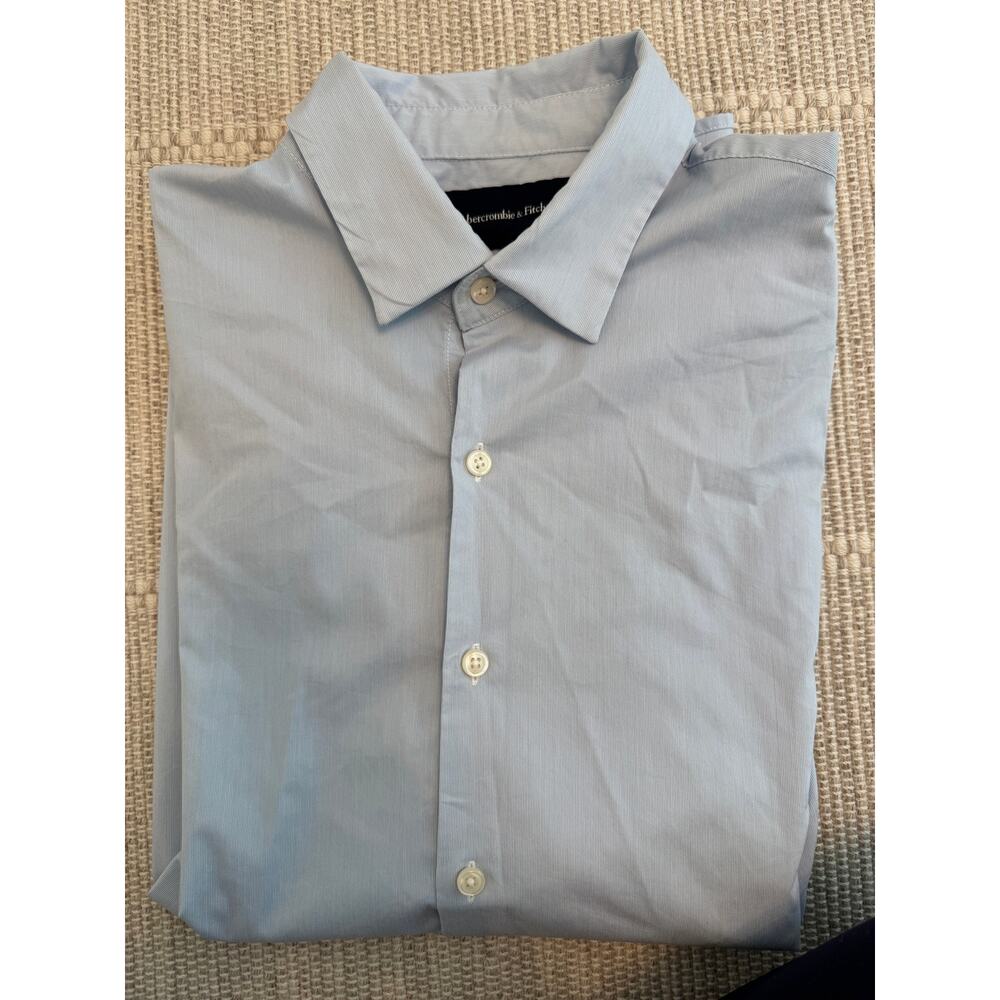 Abercrombie & Fitch Men's L/slv Performance Button-Up Shirt blue stripe Med $60